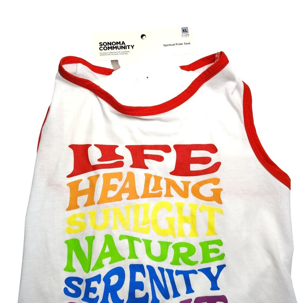 Spiritual Pride Dog Tank Top X-Large Red and White Rainbow Text - Picture 9 of 9